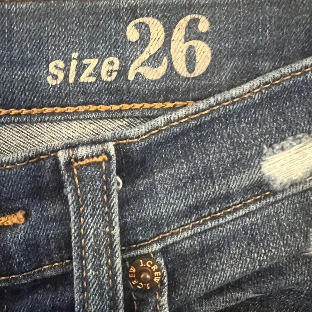 J. Crew Dark Blue Distressed Skinny Jeans Women’s 26/ 2 or 4